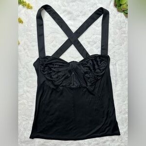 Versace Twist Balconet Keyhole Bust Criss Cross Black Cami Tank Top Womens EU 44